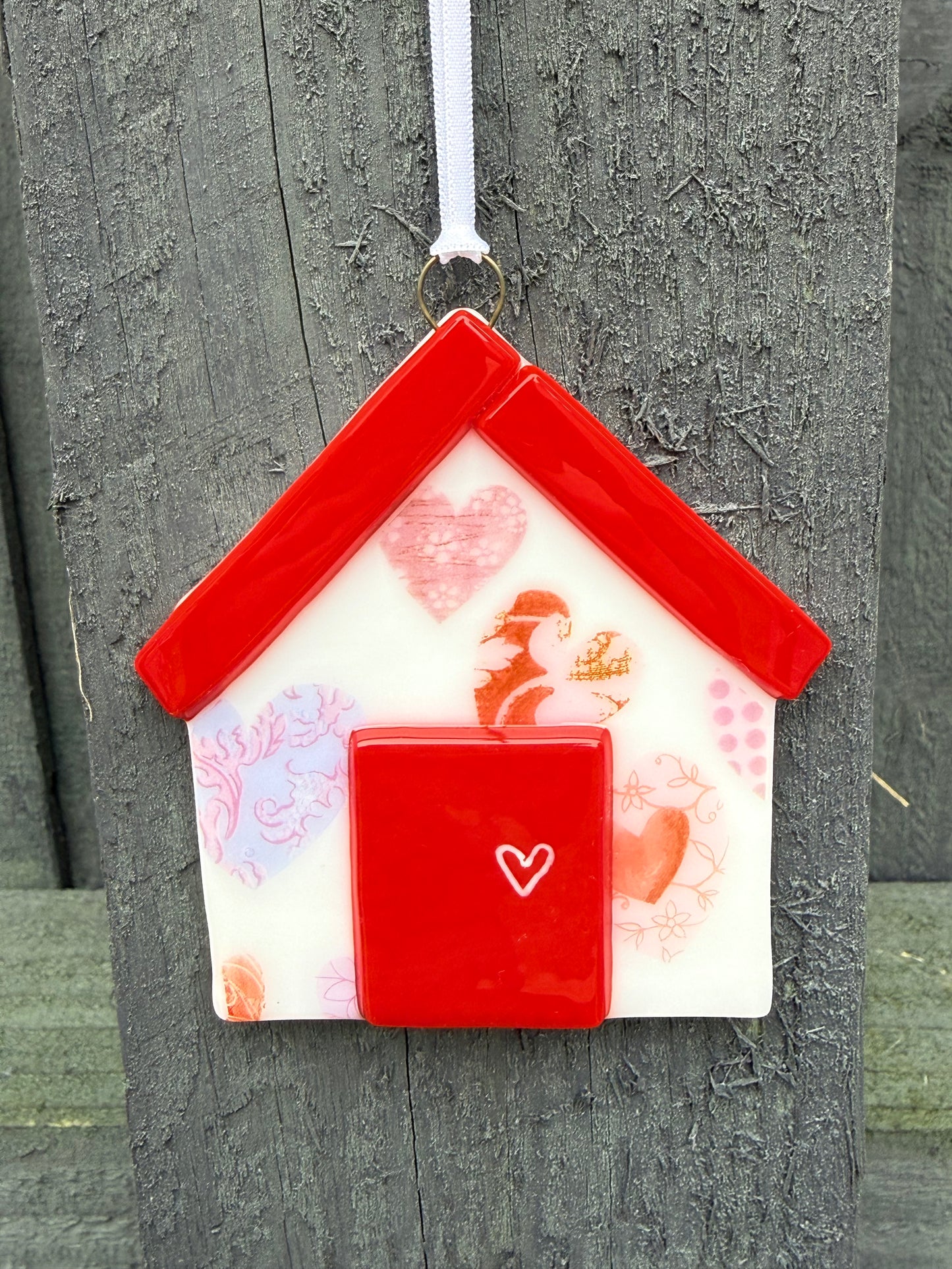 Fused Glass Love House Hanging decoration