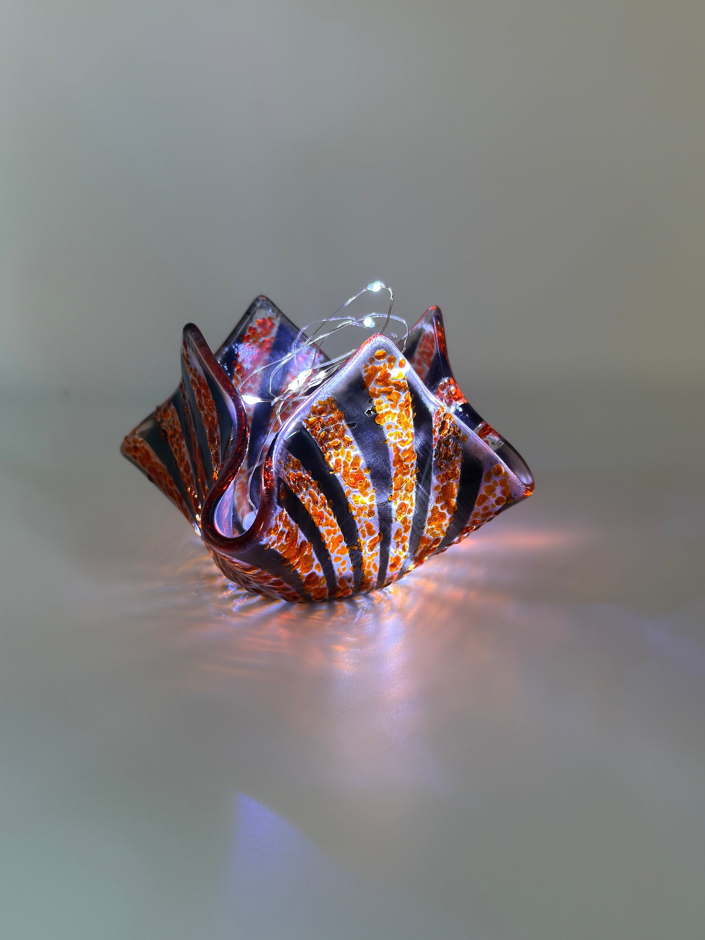 Black & Orange Stripy Tealight Holder