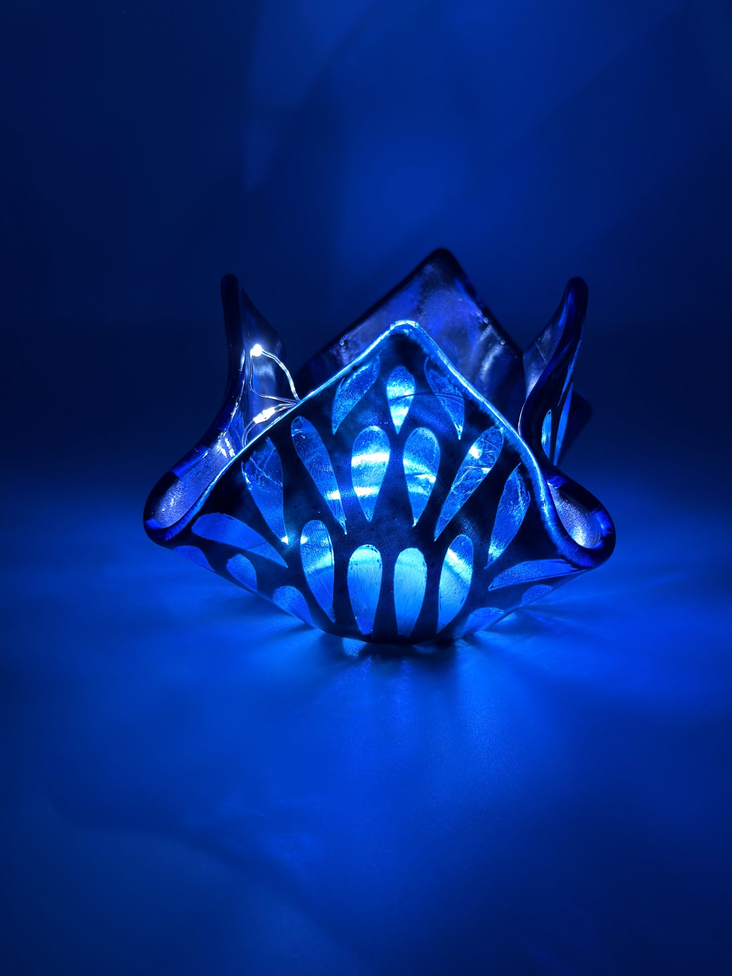 Fused Glass Bleu Tealight Holder