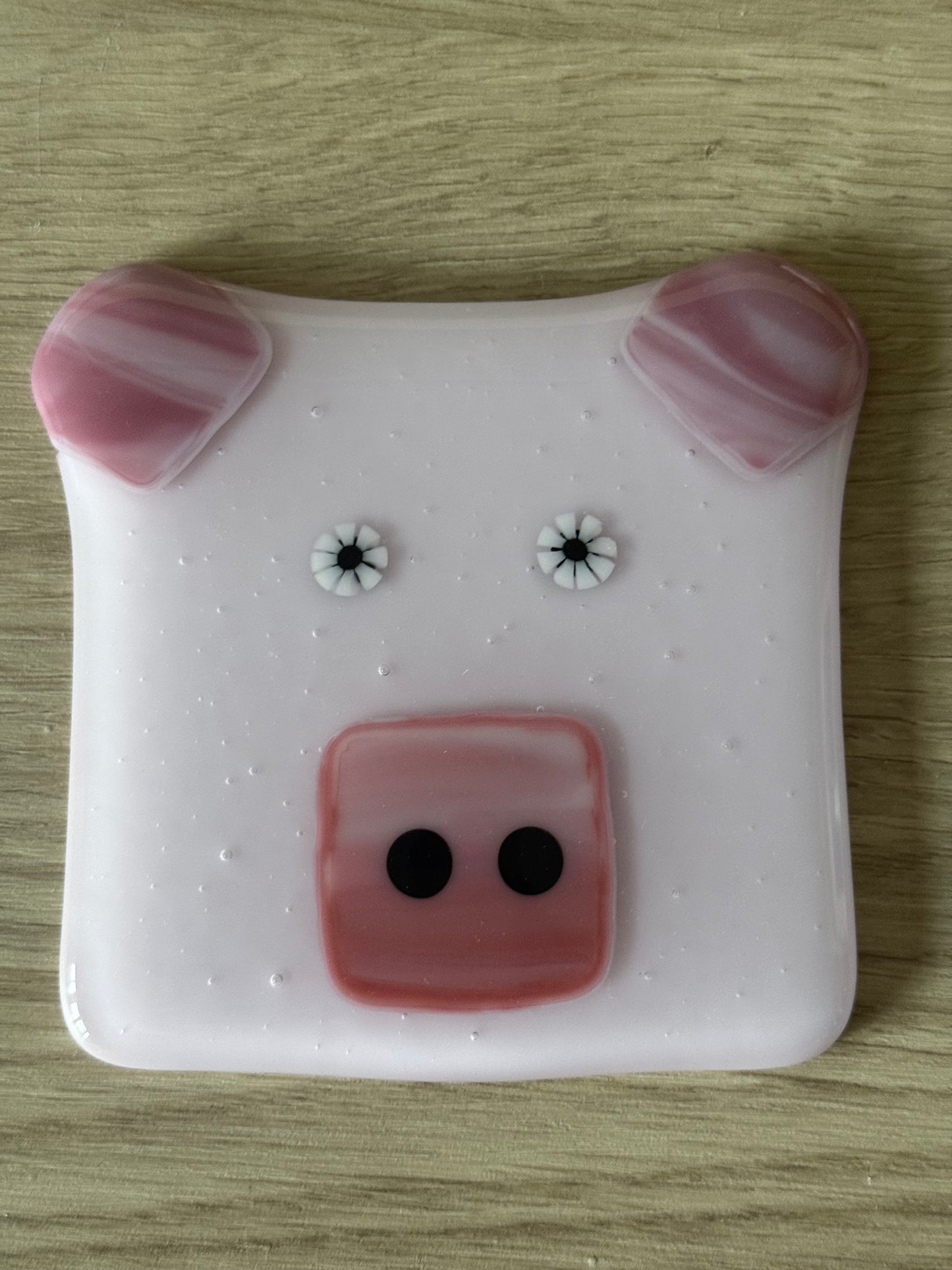 Farmyard Piggy Fused Glass Coaster