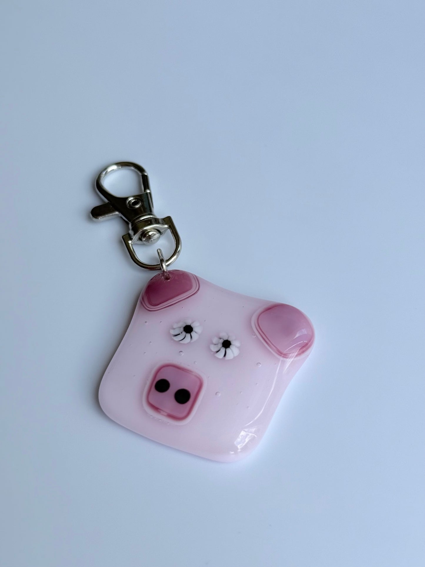 Piggy Keyring Charm Fused Glass