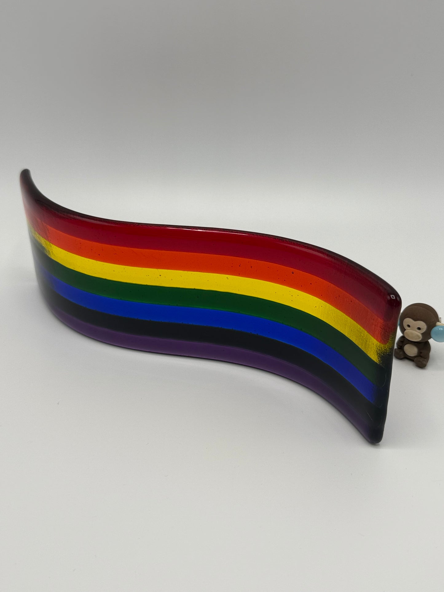 Rainbow Wave vibrant colour dynamic energy Translucent Fused Glass
