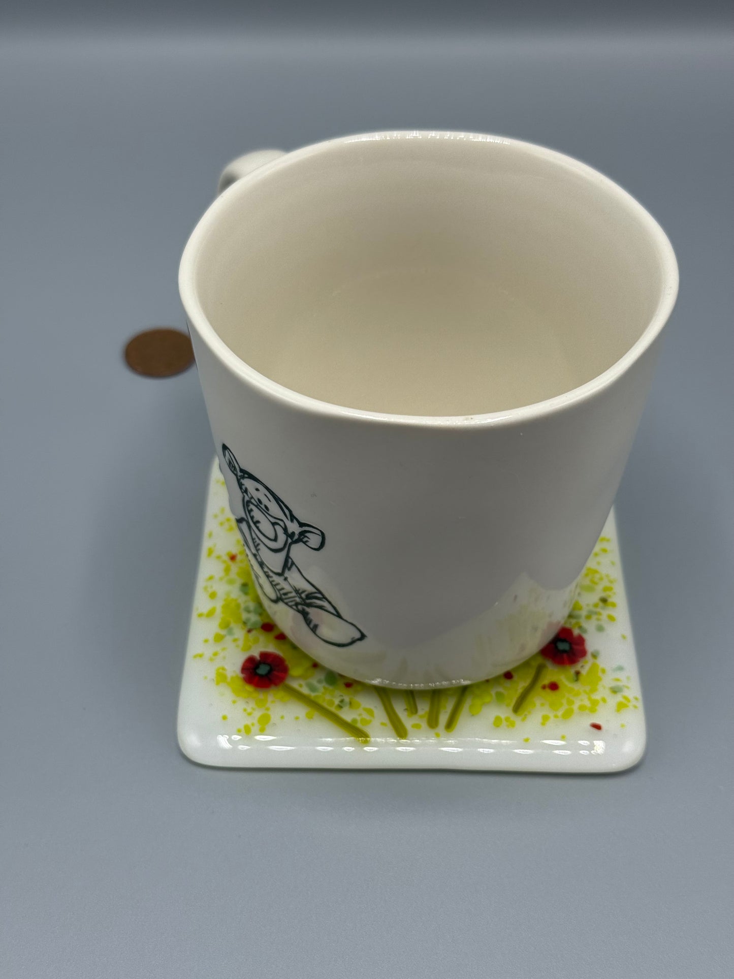 Poppy Fused Glass Coaster white