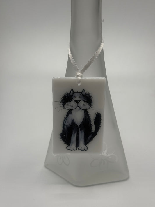 Card with a glass Cat Hanging Decoration Gift C