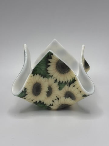 Bright Sunflower Tealight Holder Fused Glass