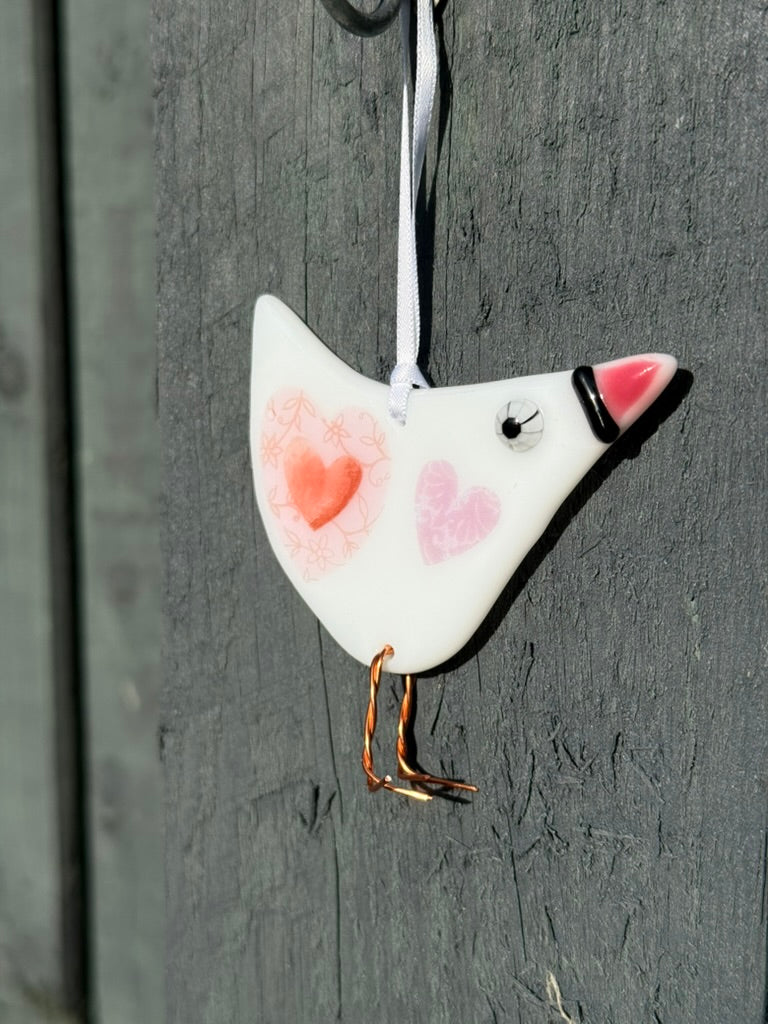 Love Bird Hanging  Decoration Fused Glass
