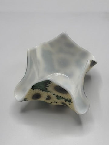 Bright Sunflower Tealight Holder Fused Glass