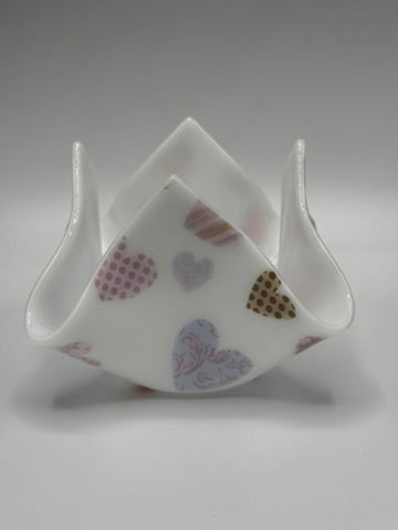 Heart Tealight Holder Fused Glass B