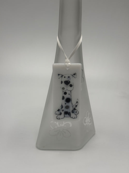 Card with a glass Dog Hanging Decoration Gift B