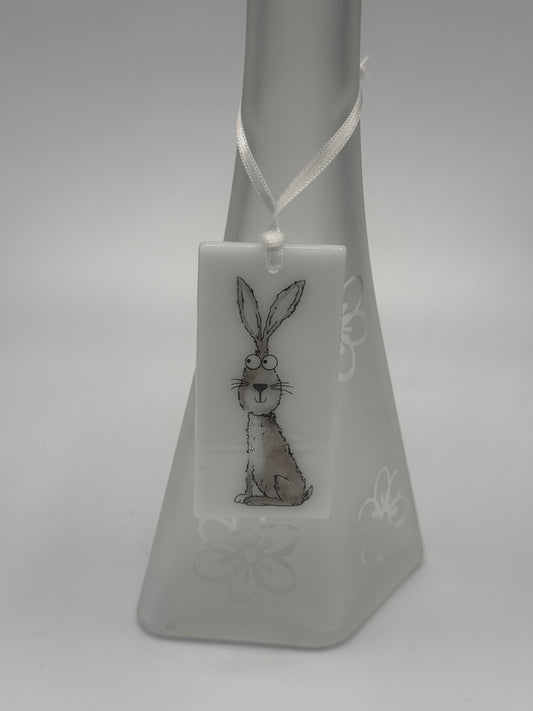 Card with a glass Rabbit Hanging Decoration Gift