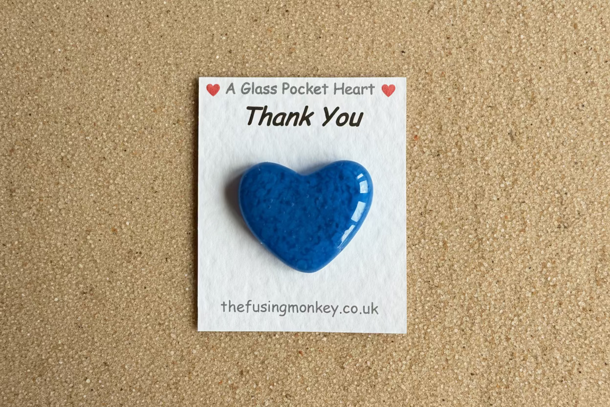 Blue fused glass heart