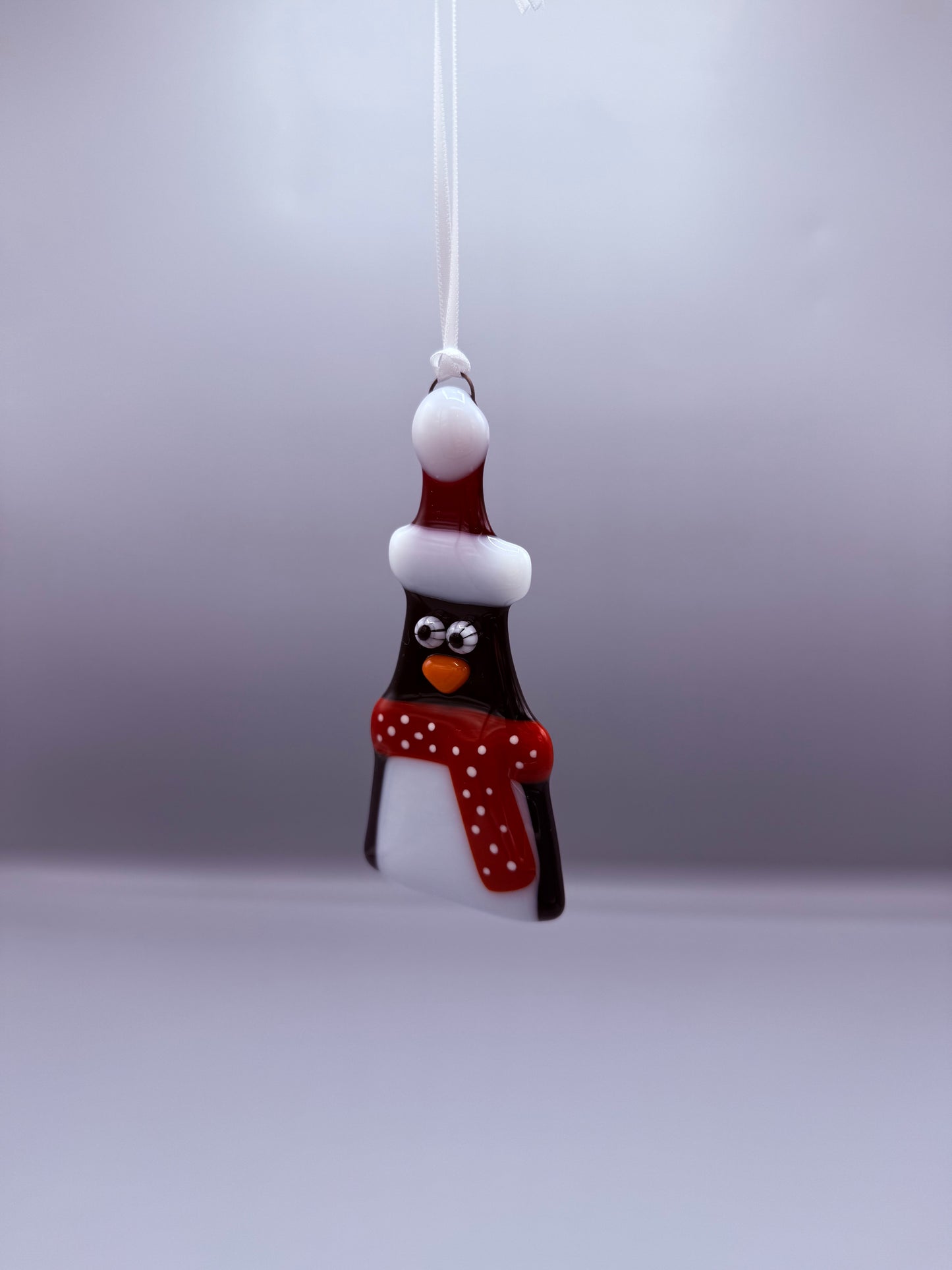 Penguin Fused Glass Christmas decoration