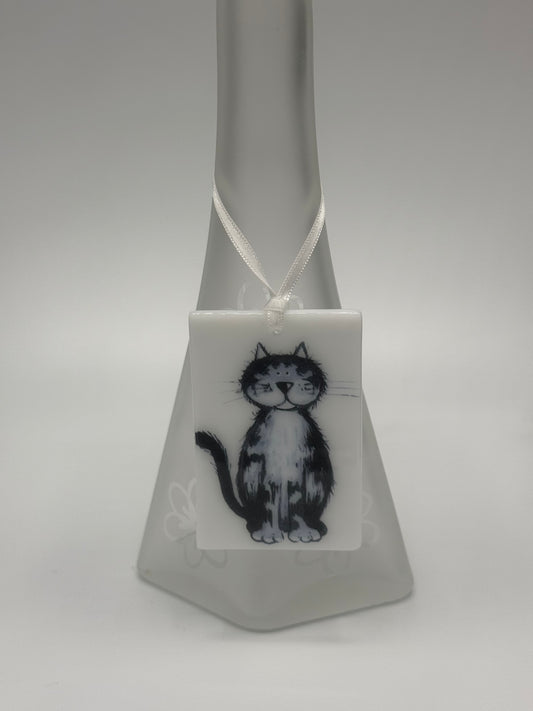 Card with a glass Cat Hanging Decoration Gift A