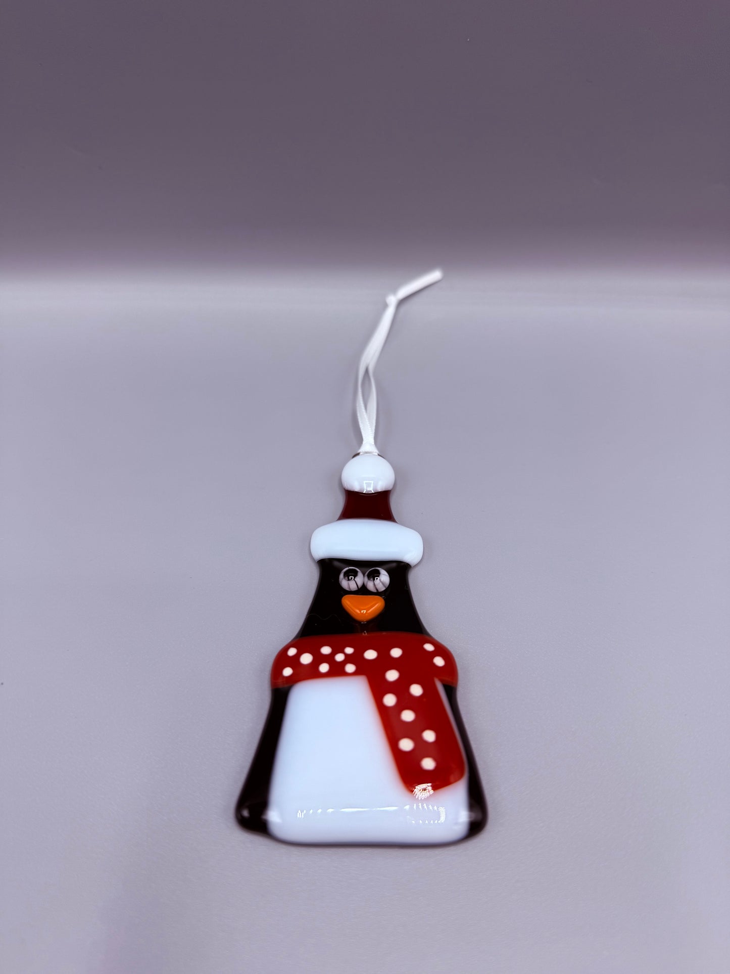 Penguin Fused Glass Christmas decoration