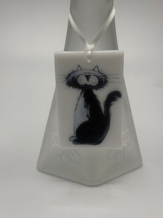 Card with a glass Cat Hanging Decoration Gift B