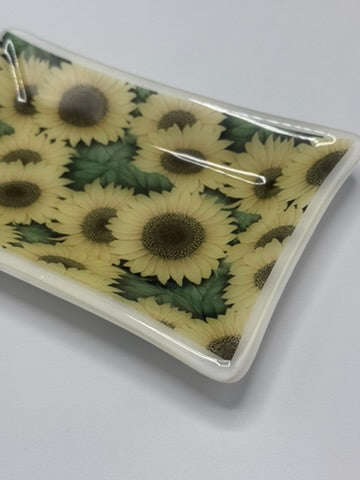 Sunflower Soap Dish Fused Glass