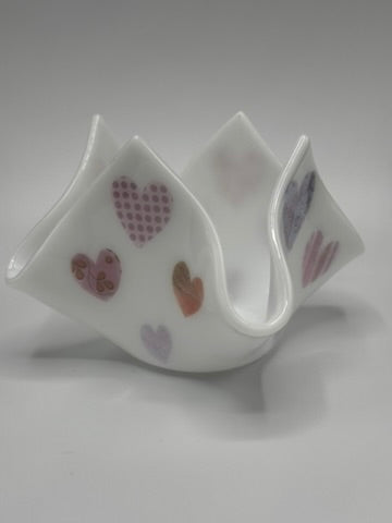 Heart Tealight Holder Fused Glass A