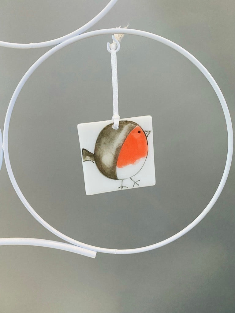 Snowman Robin Rudolph Santa  Christmas Card with a gift