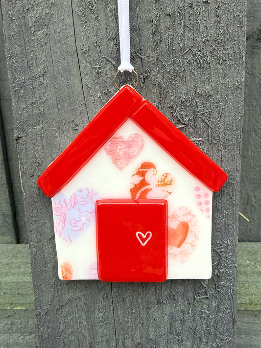 Fused Glass Love House Hanging decoration