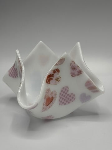 Heart Tealight Holder Fused Glass B
