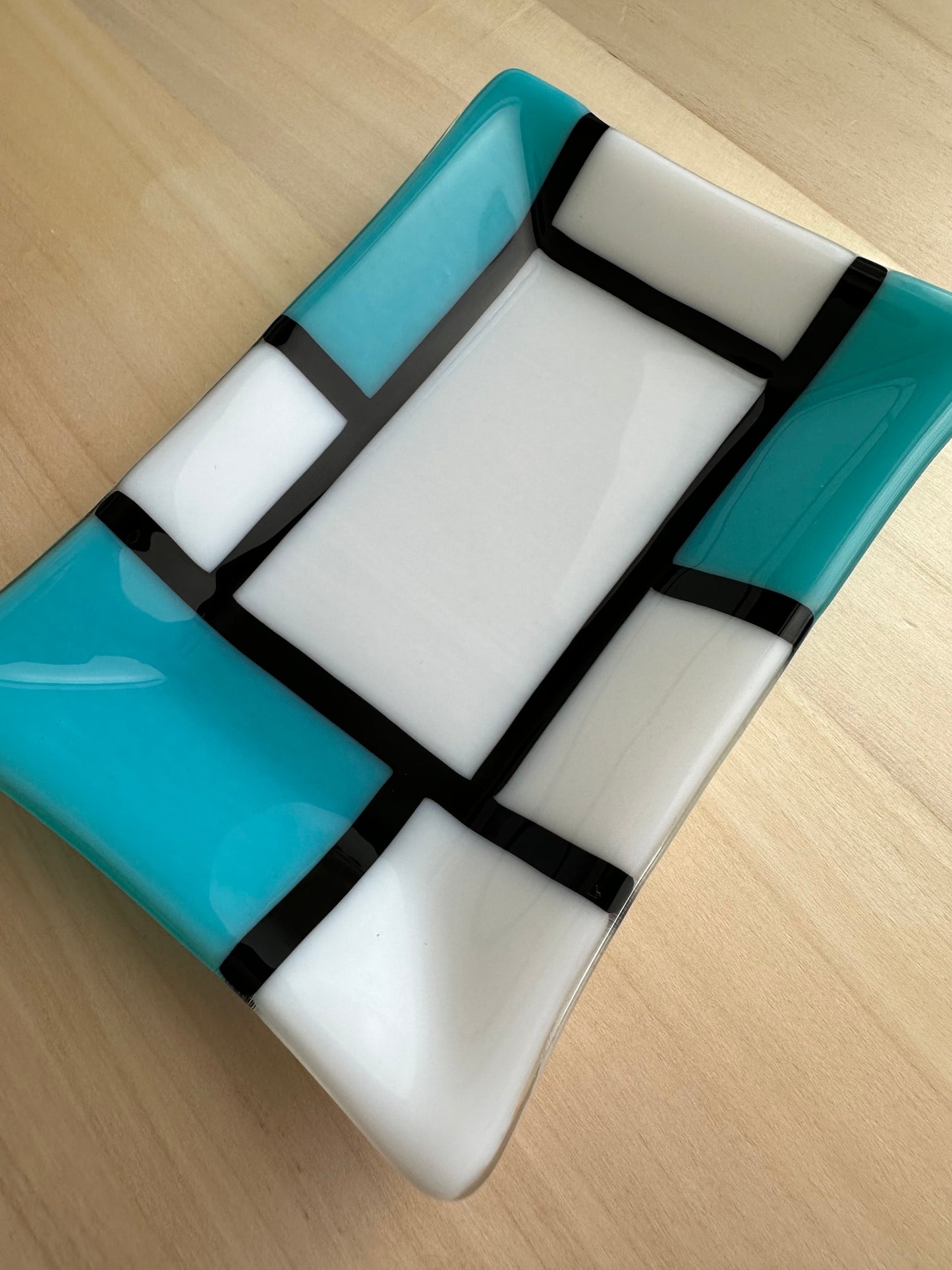 Soap Dish Blue & White Fused Glass