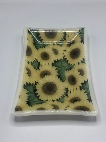 Sunflower Soap Dish Fused Glass