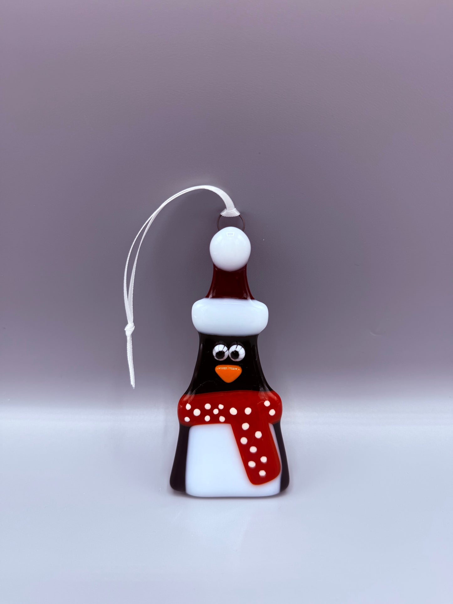 Penguin Fused Glass Christmas decoration