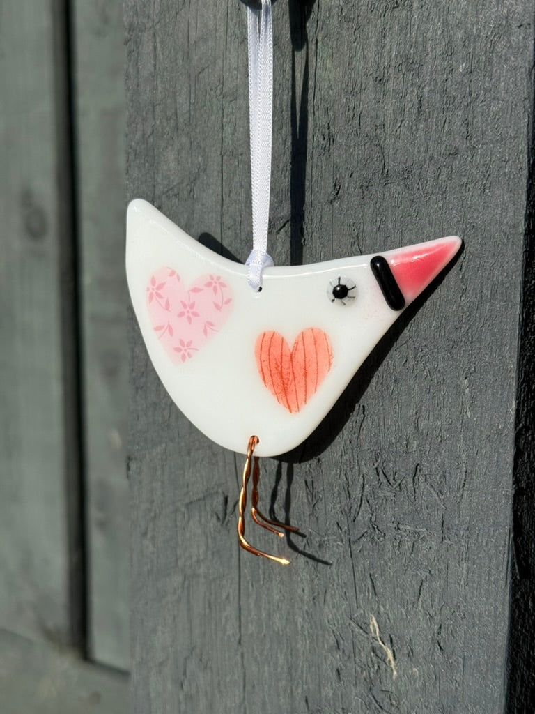Love Bird Hanging  Decoration Fused Glass
