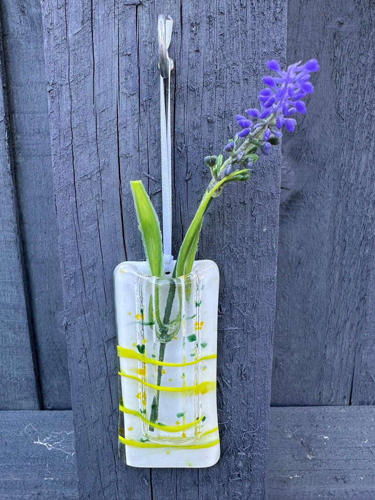 Decorative vase with wavy yellow design 