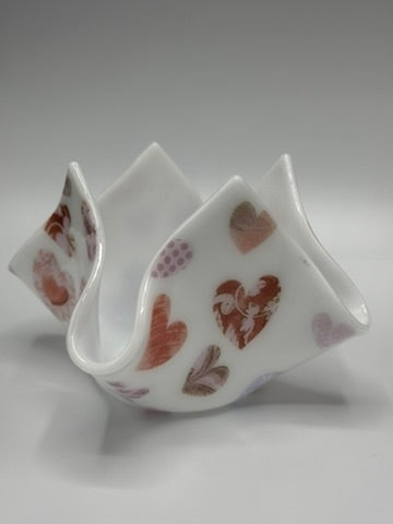 Heart Tealight Holder Fused Glass B