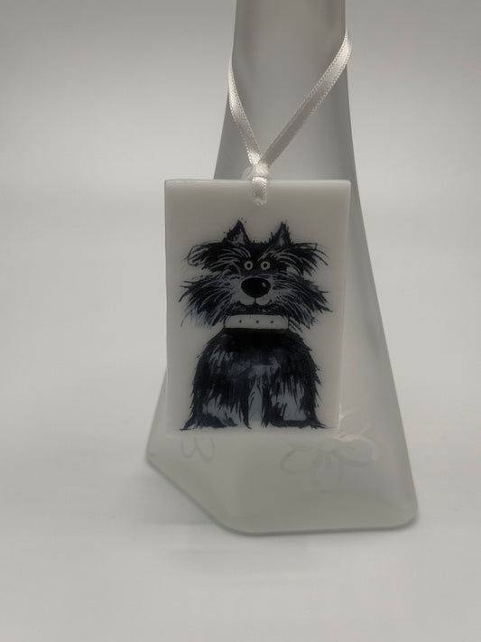 Card with a glass Dog Hanging Decoration Gift C