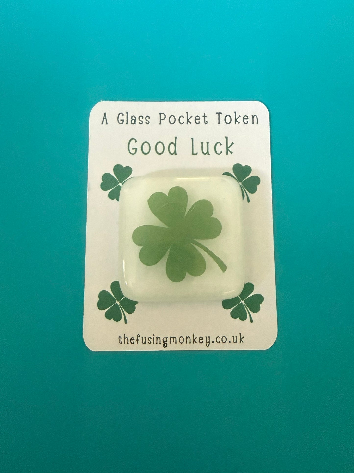 Good Luck Fused Glass Pocket Token