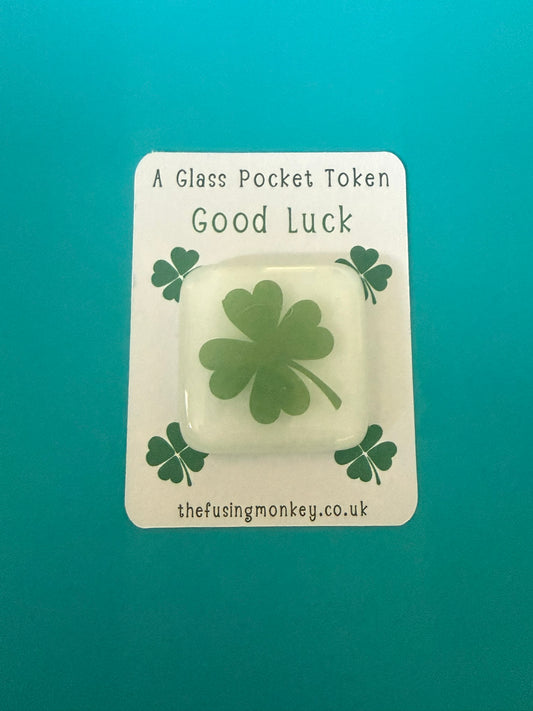 Good Luck Fused Glass Pocket Token