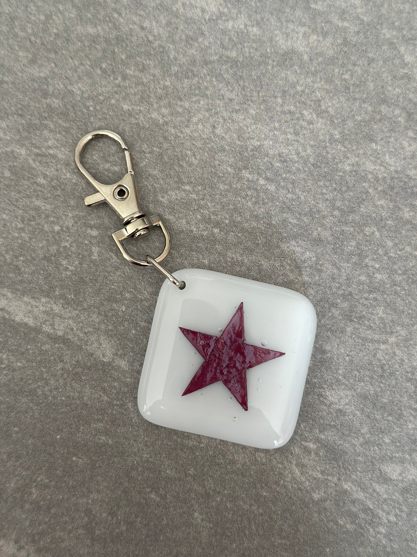 Star Keyring  Charm Fused Glass