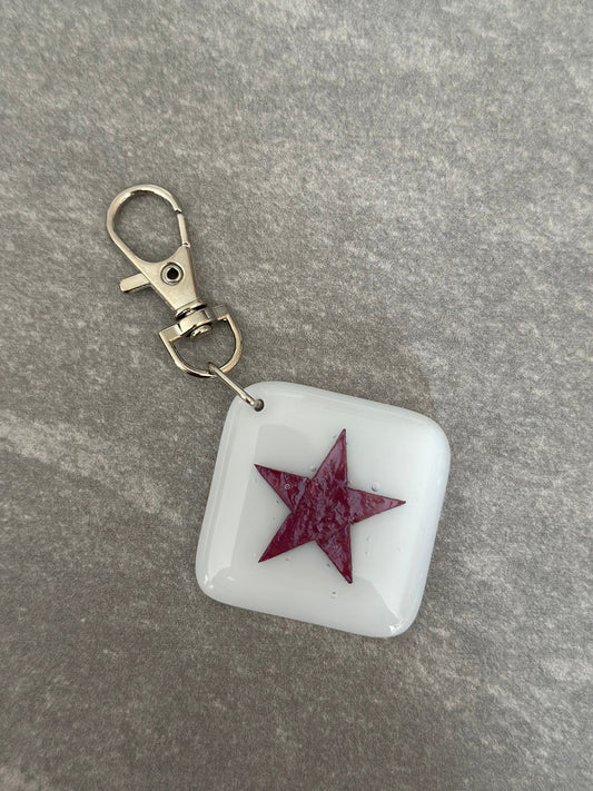 Star Keyring  Charm Fused Glass