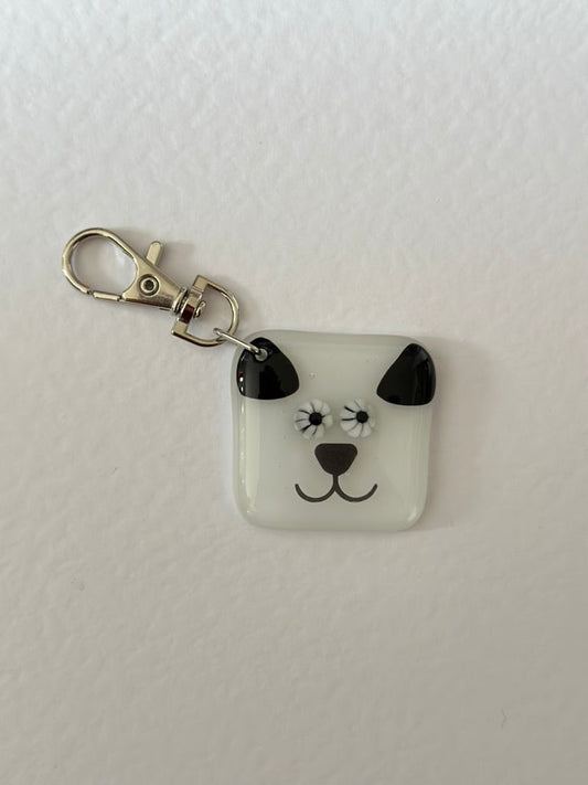 Doggy Keyring Charm Fused Glass