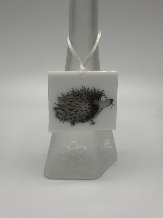 Card with a glass Hedgehog Hanging Decoration Gift