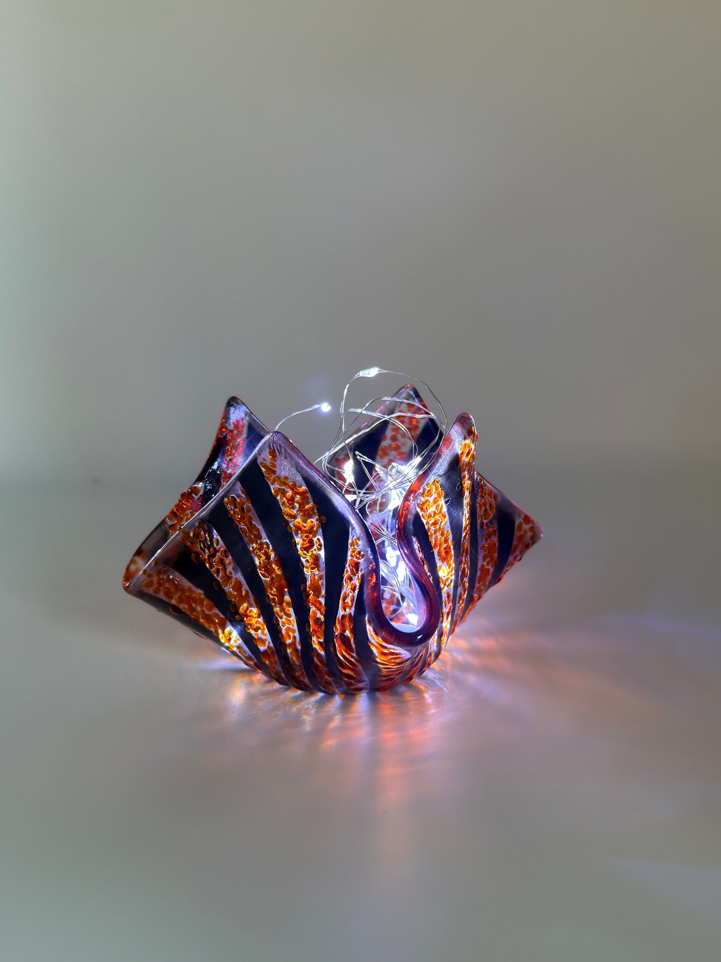 Black & Orange Stripy Tealight Holder