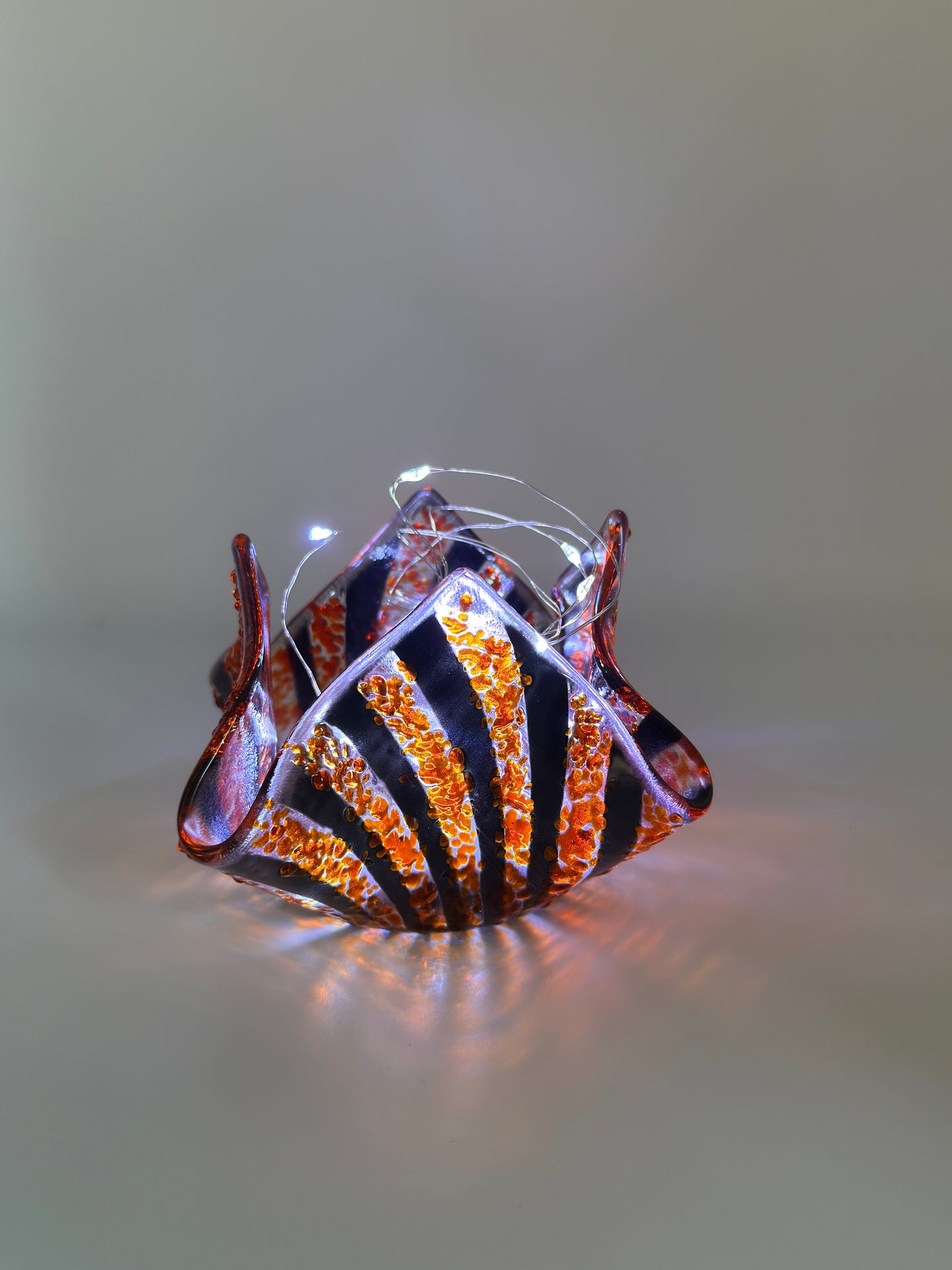 Black & Orange Stripy Tealight Holder