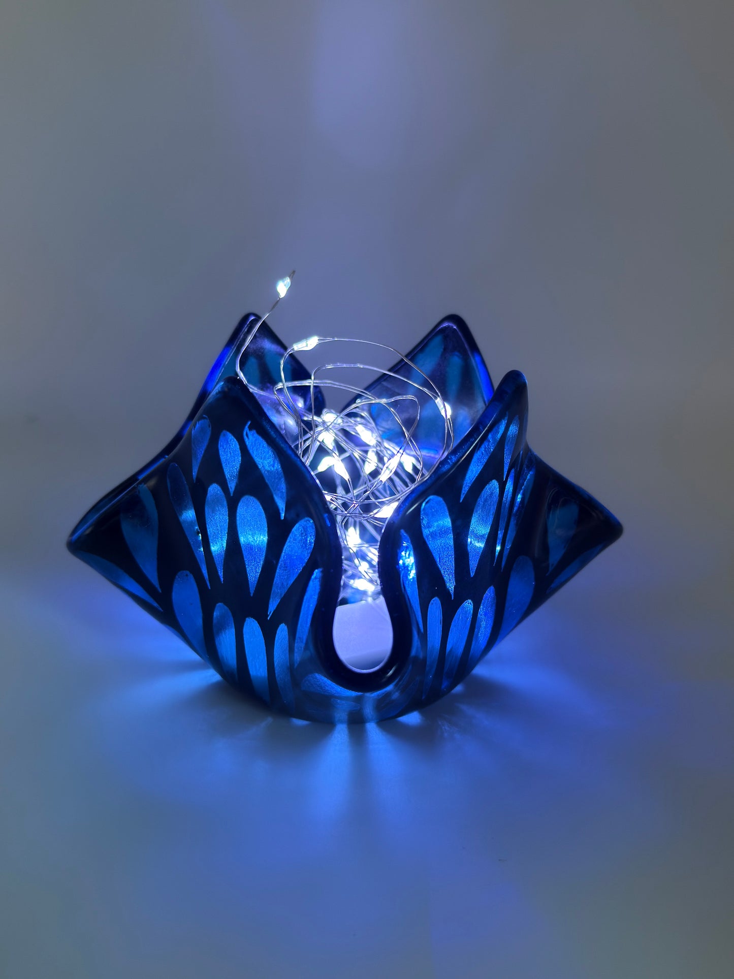 Fused Glass Bleu Tealight Holder