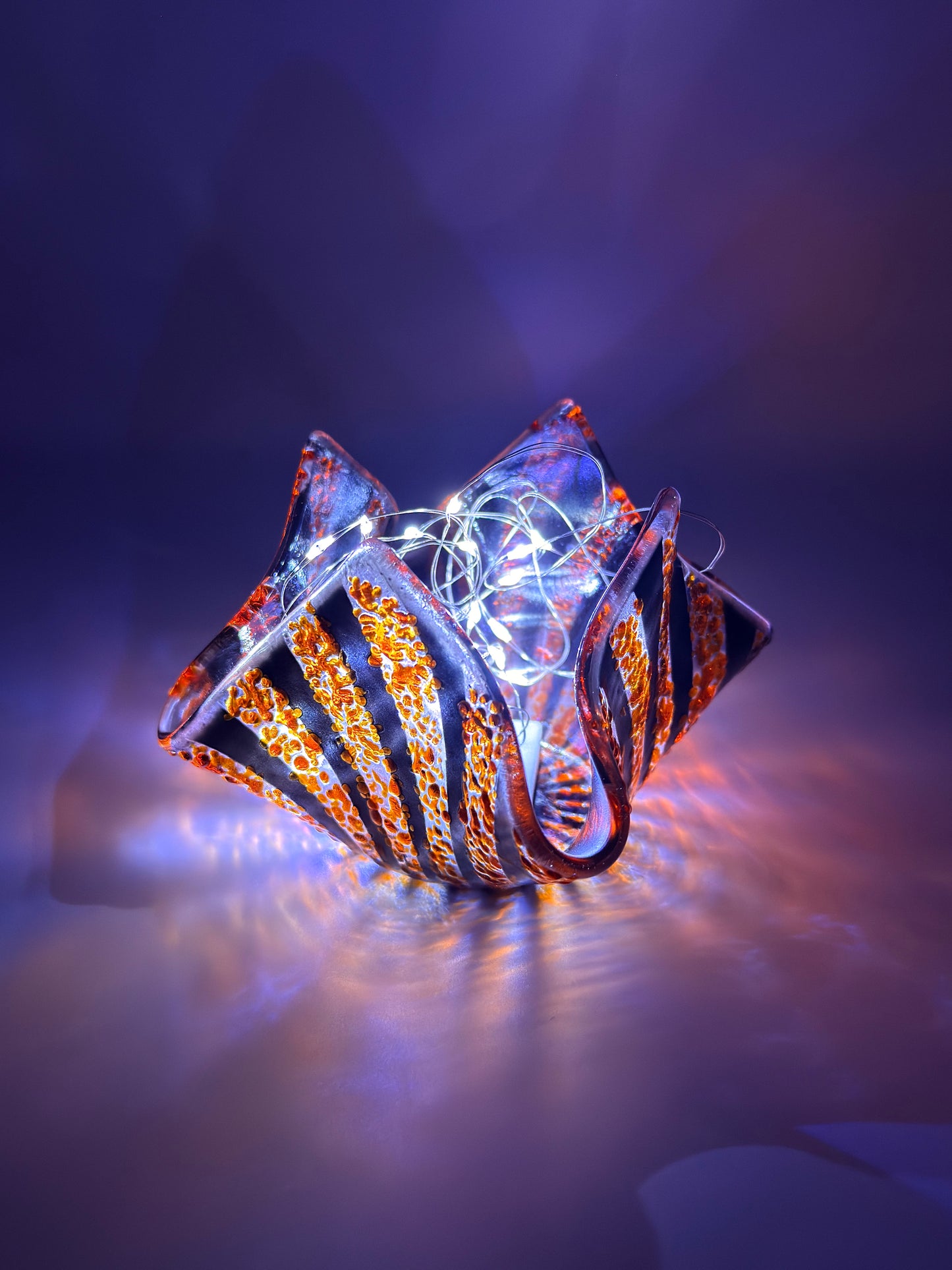 Black & Orange Stripy Tealight Holder