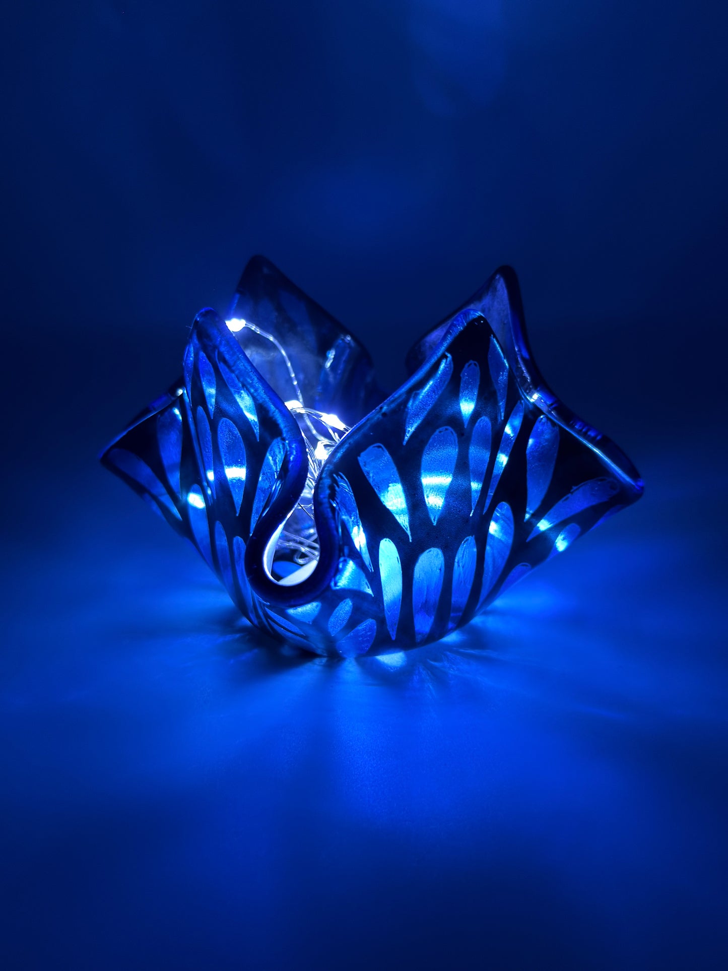 Fused Glass Bleu Tealight Holder