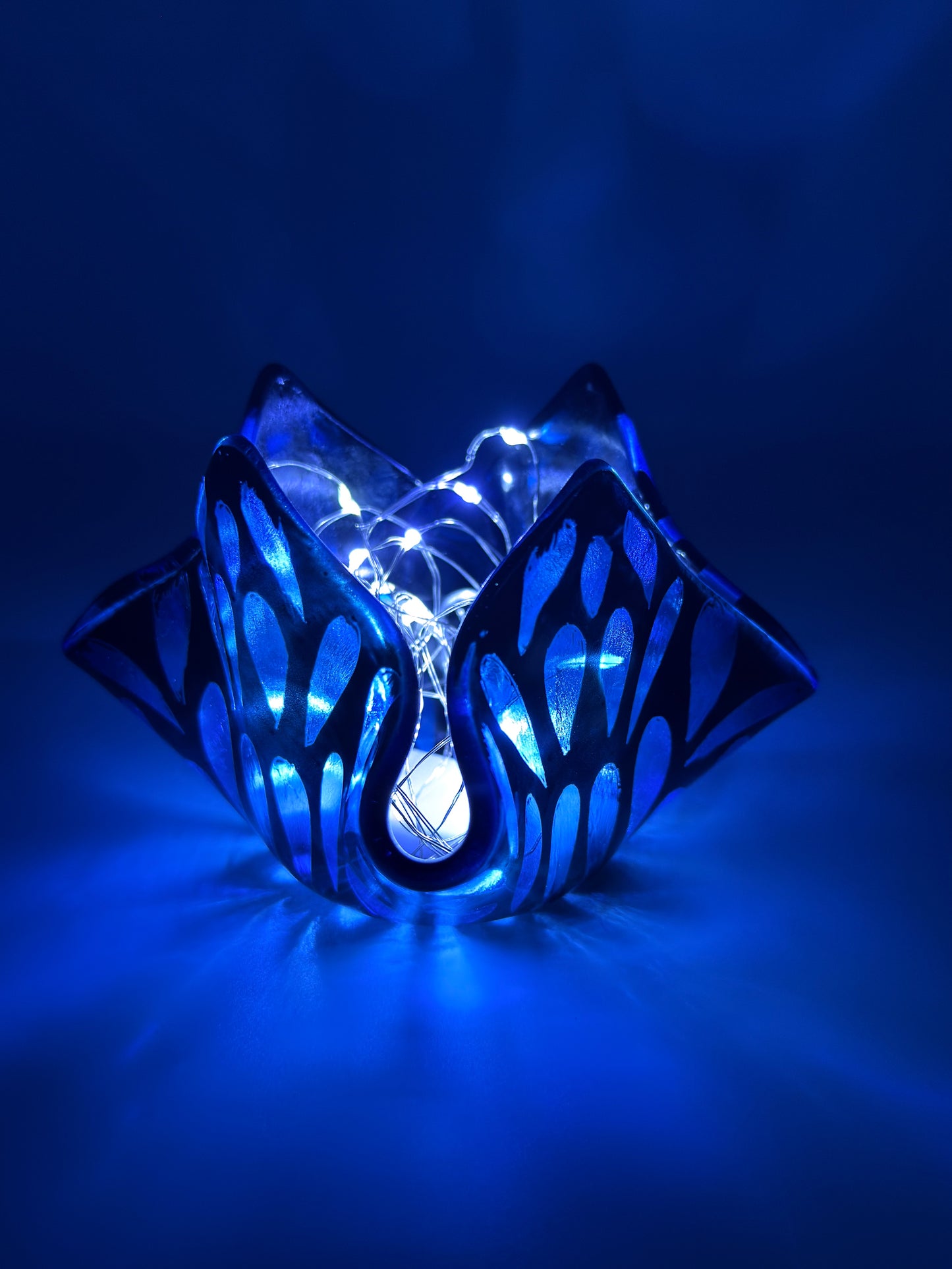 Fused Glass Bleu Tealight Holder
