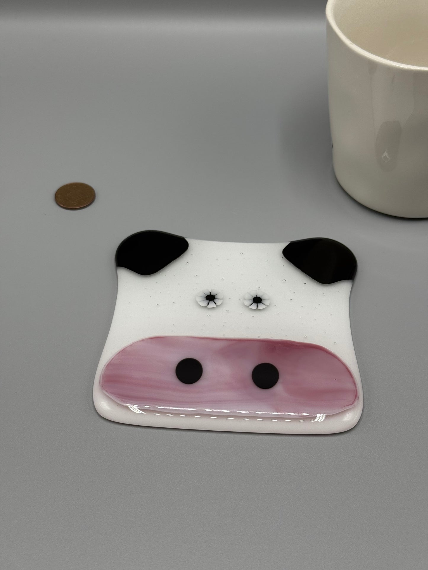 Farmyard Cow Fused Glass Coaster