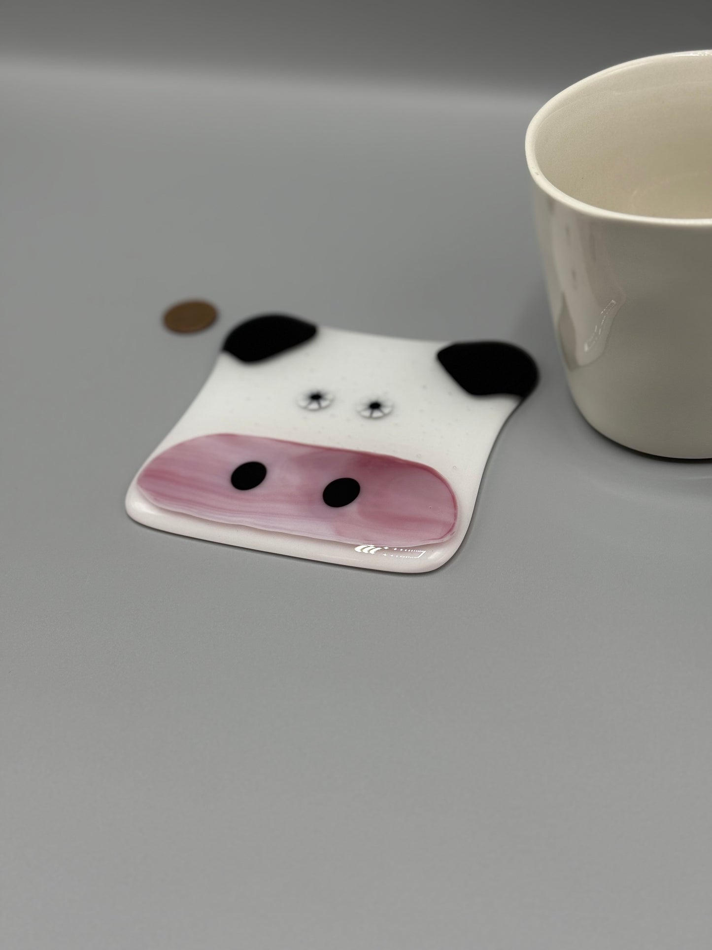 Farmyard Cow Fused Glass Coaster