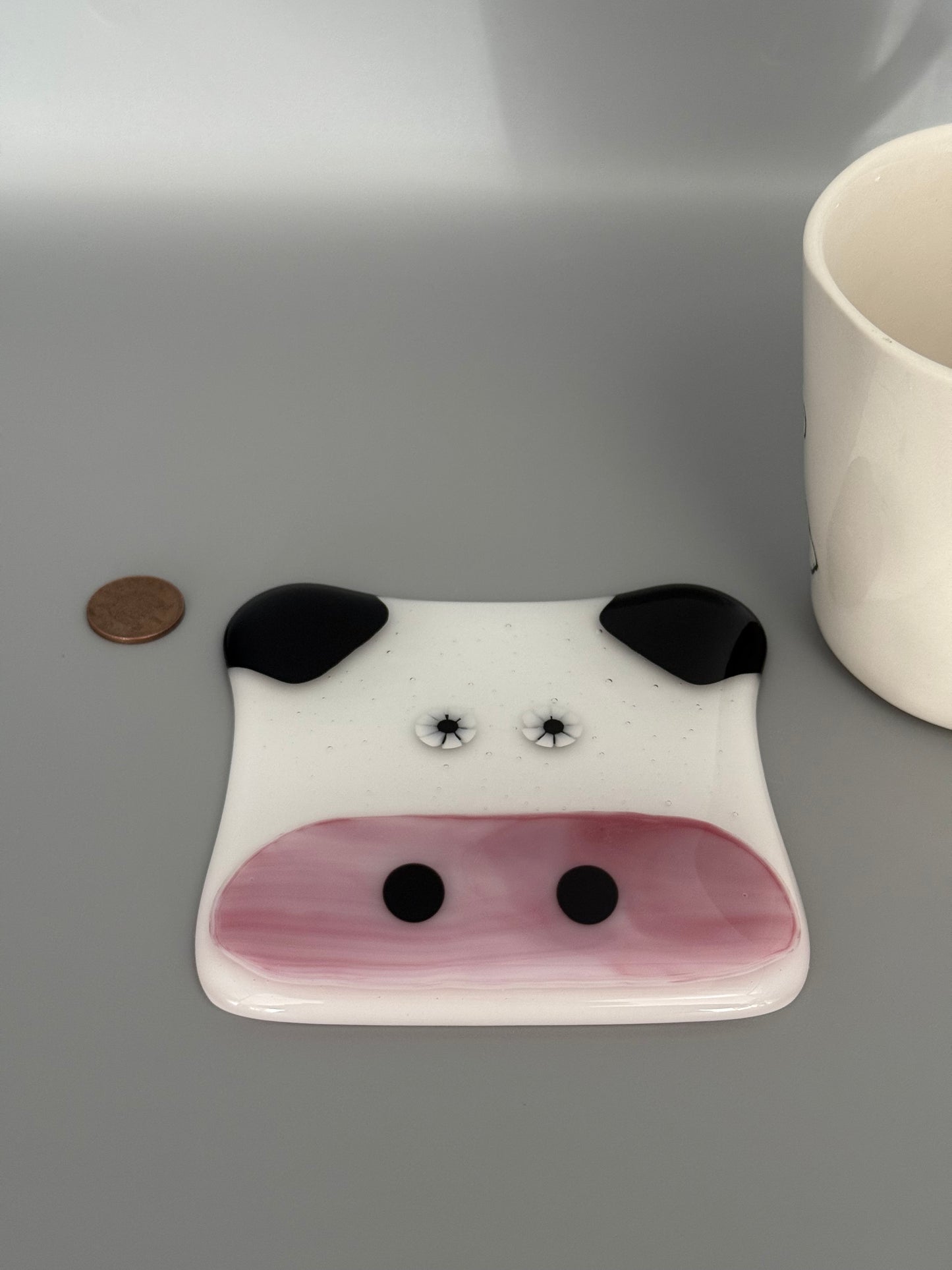 Farmyard Cow Fused Glass Coaster
