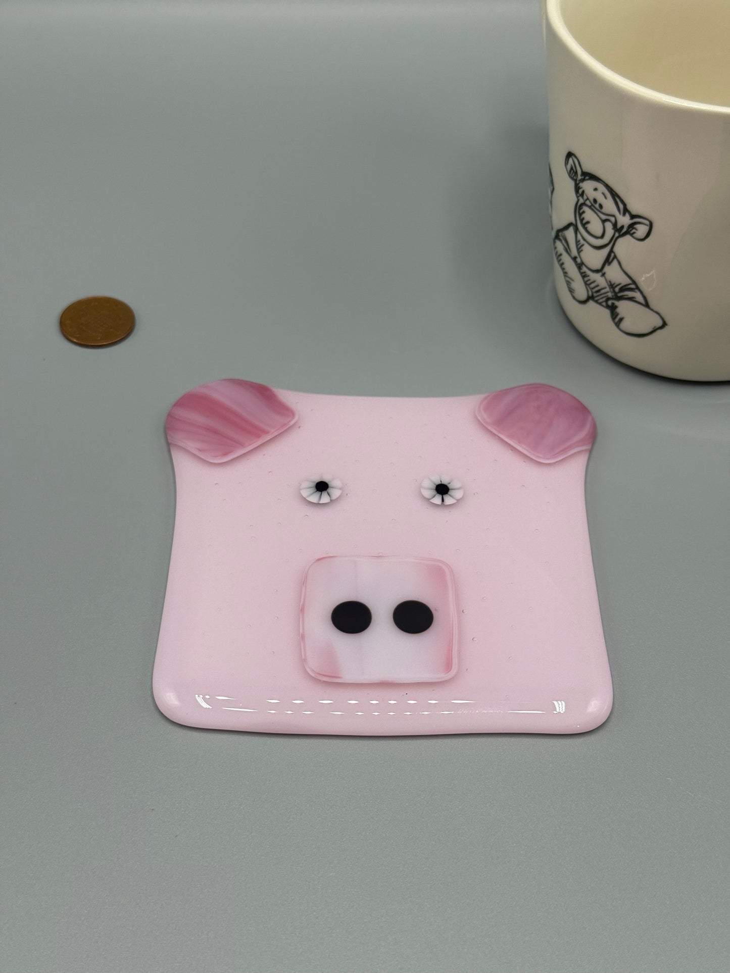 Farmyard Piggy Fused Glass Coaster