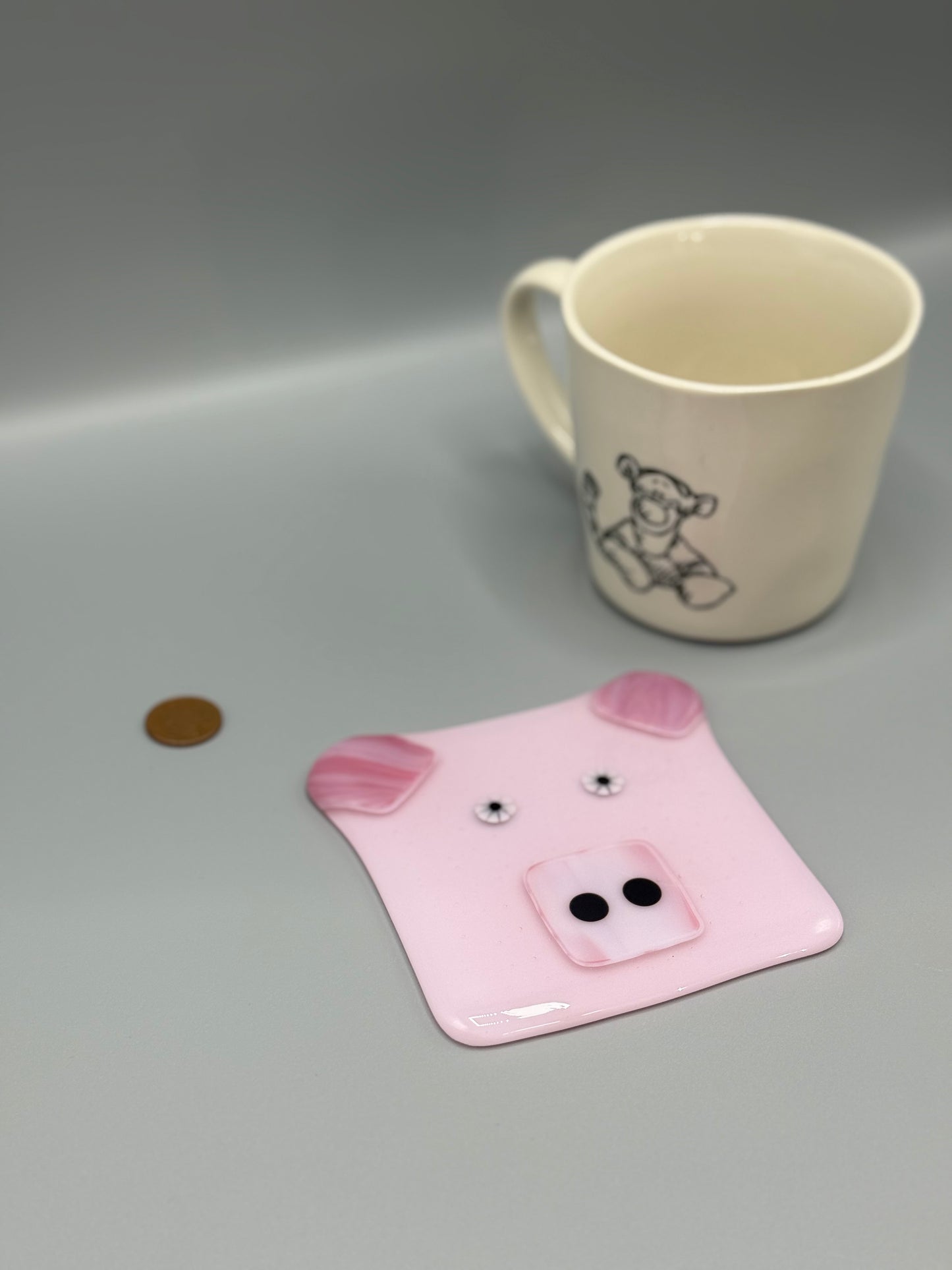 Farmyard Piggy Fused Glass Coaster