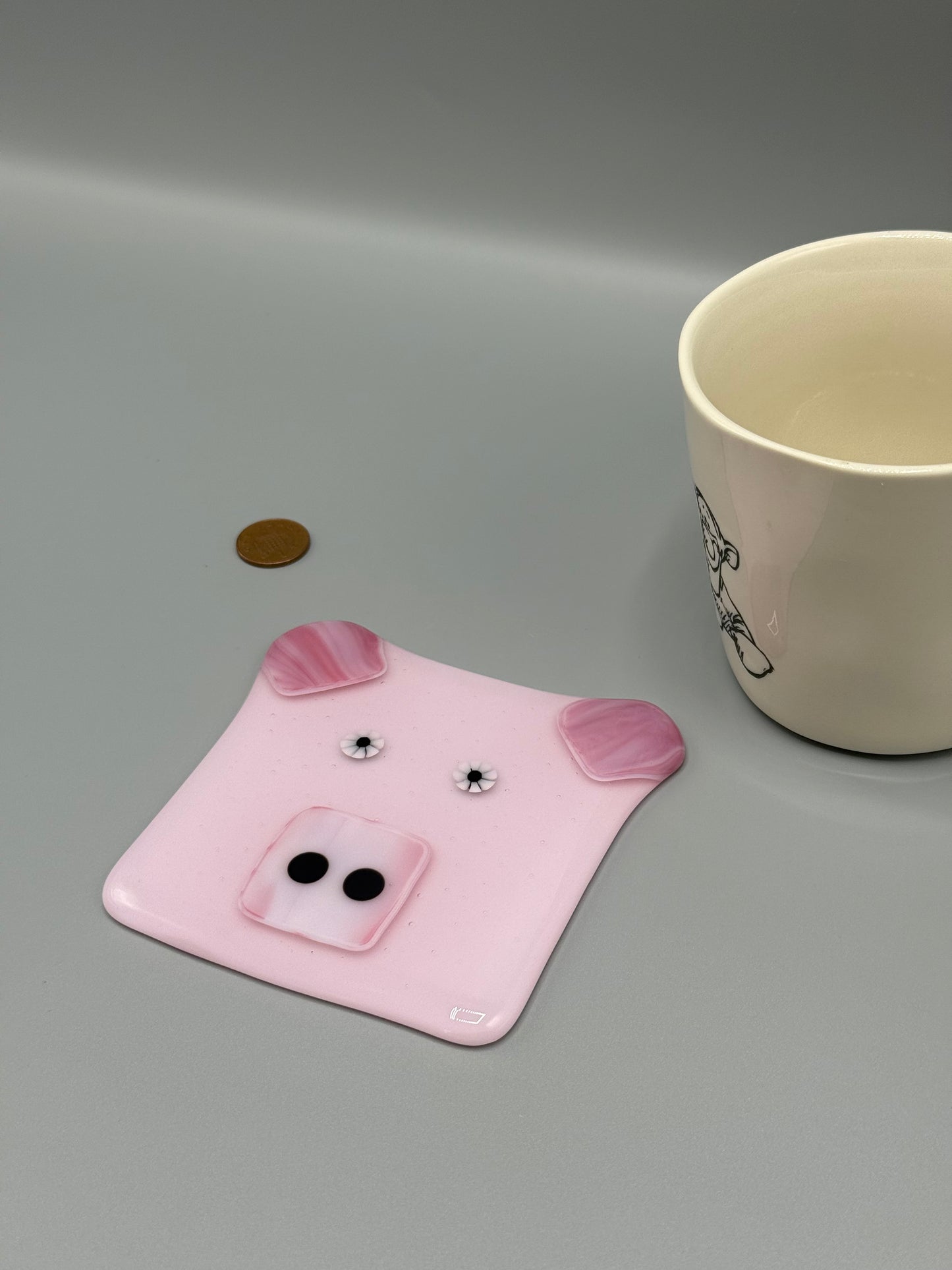 Farmyard Piggy Fused Glass Coaster