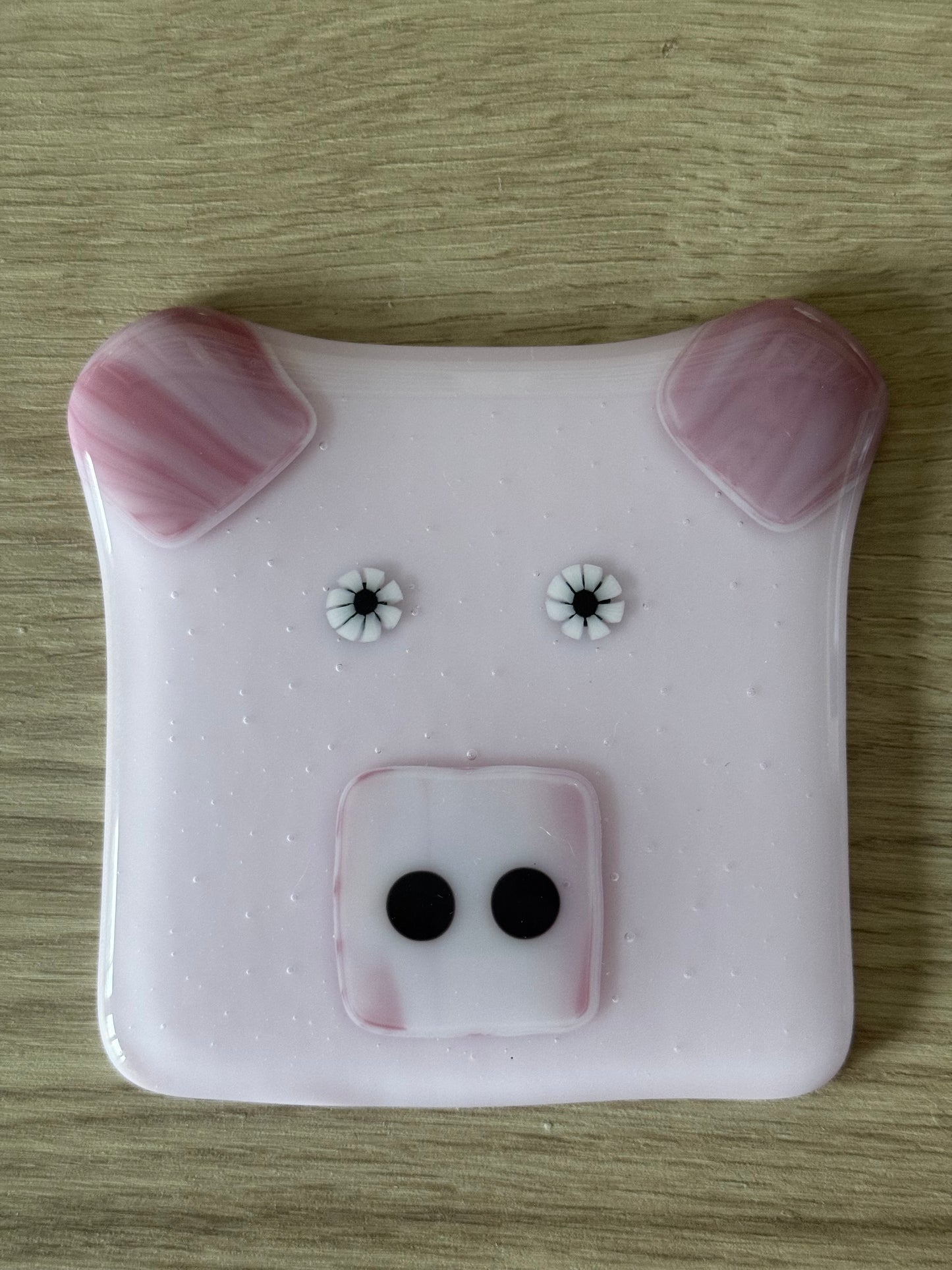 Farmyard Piggy Fused Glass Coaster